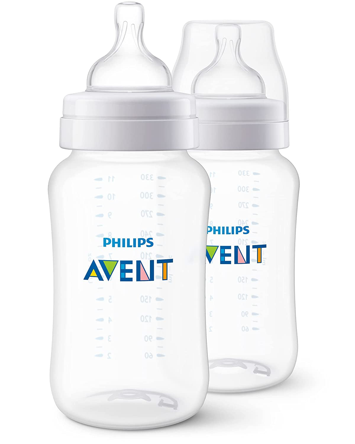 Philips Avent Anti-Colic Baby Bottle with Airfree Vent, 9Oz, 4Pk, Clear, SCY703/04