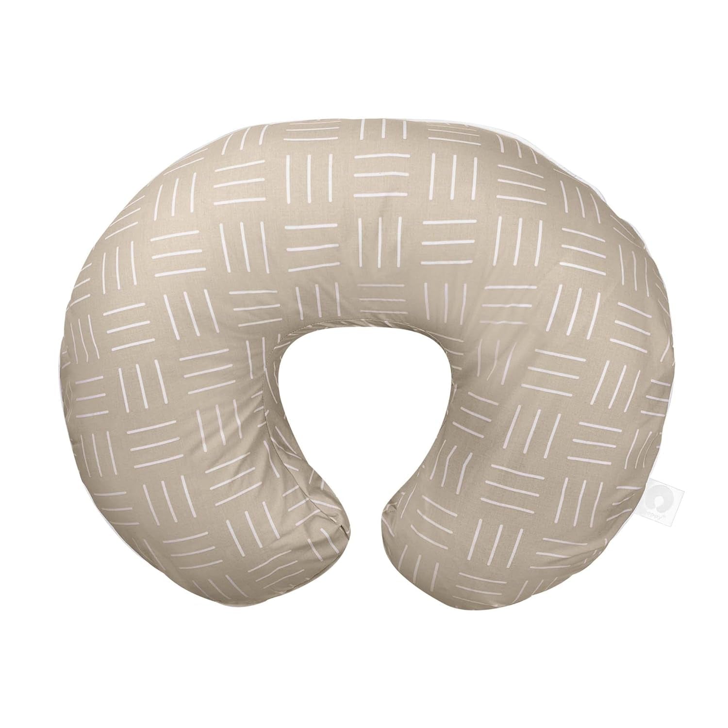 Boppy Nursing Pillow Organic Original Support, Sand Criss Cross, Ergonomic Nursing Essentials for Bottle and Breastfeeding, Firm Hypoallergenic Fiber Fill with 100% Organic Cotton Nursing Pillow Cover