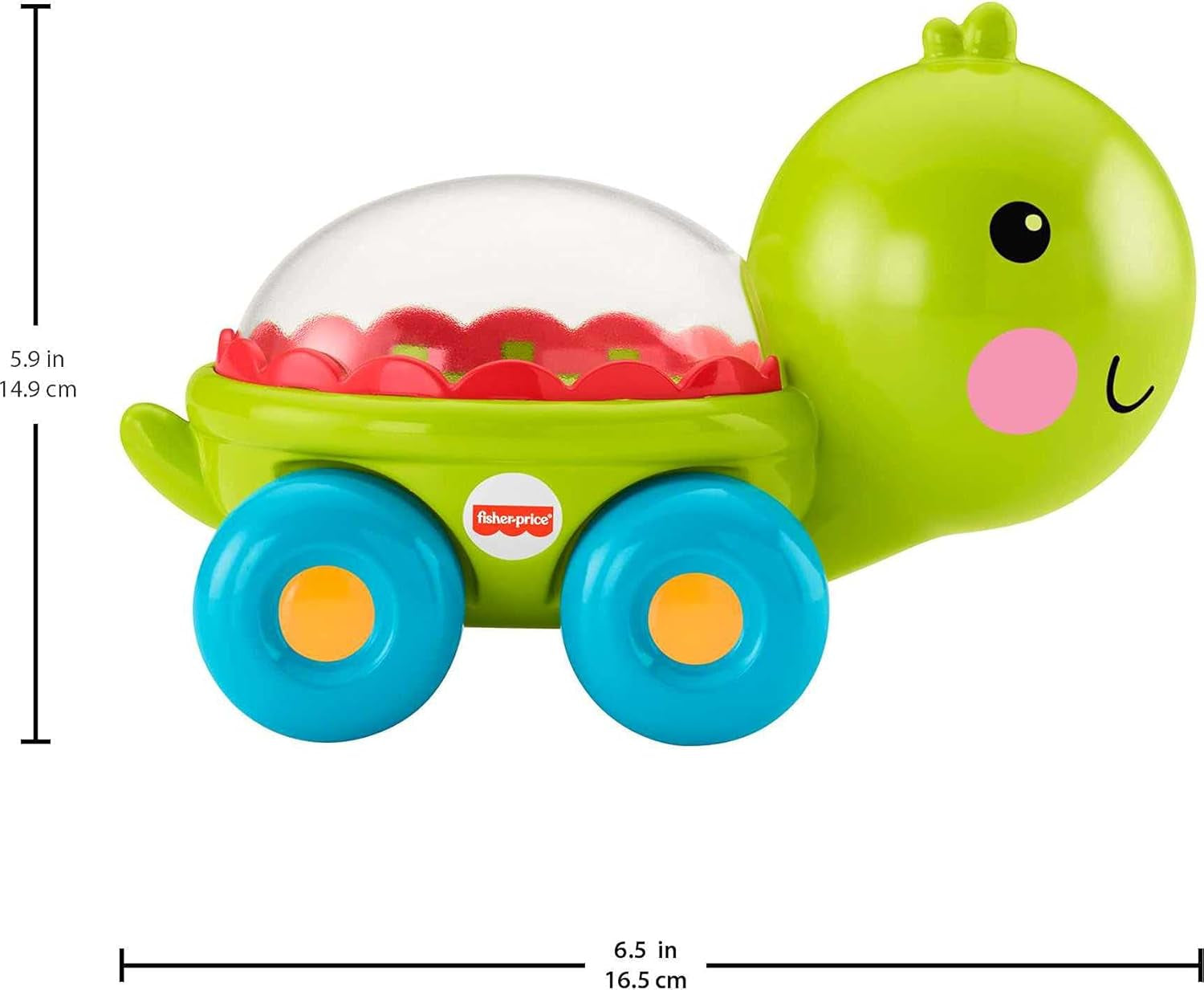 Fisher-Price Baby Crawling Toy Poppity Pop Turtle Push-Along Vehicle with Ball Popping Sounds for Infants Ages 6+ Months​