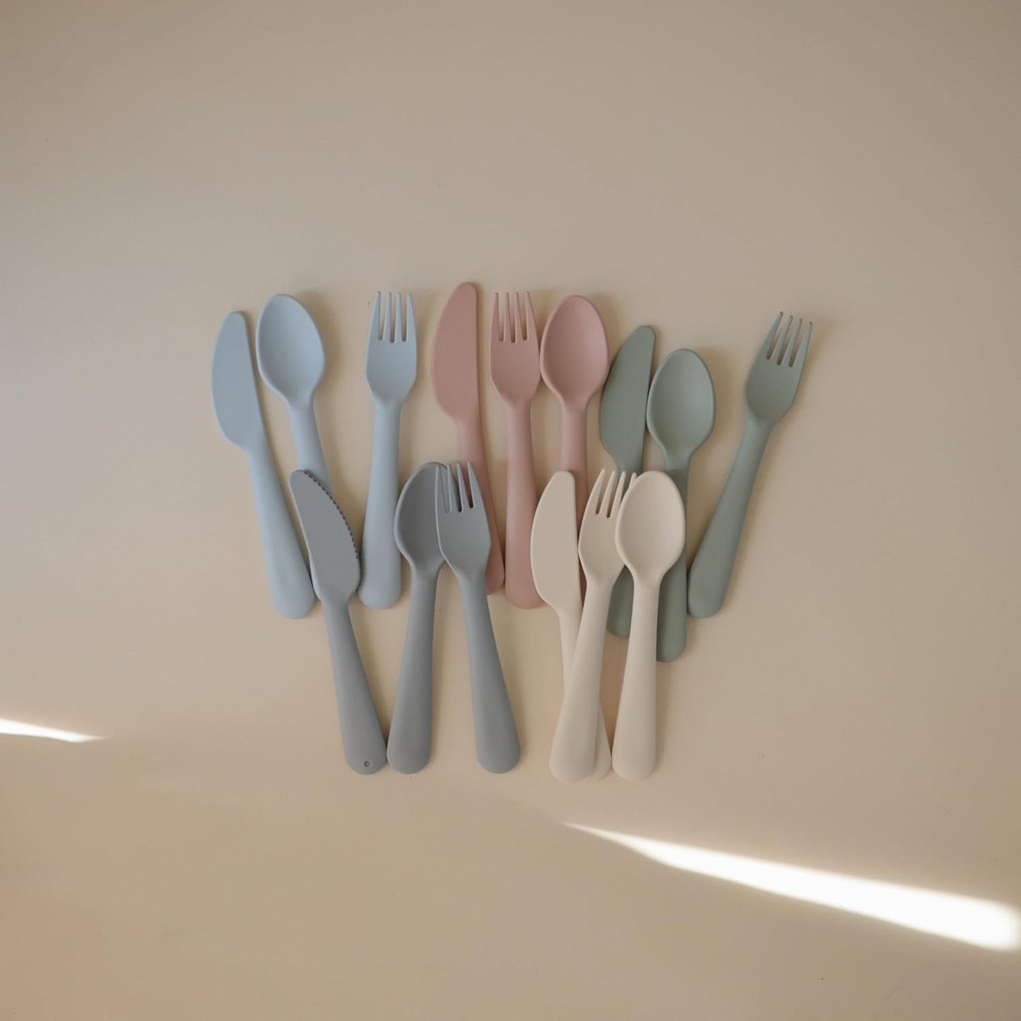 Mushie Dinnerware Cutlery Set of 3 for Kids | Made in Denmark (Cloud)