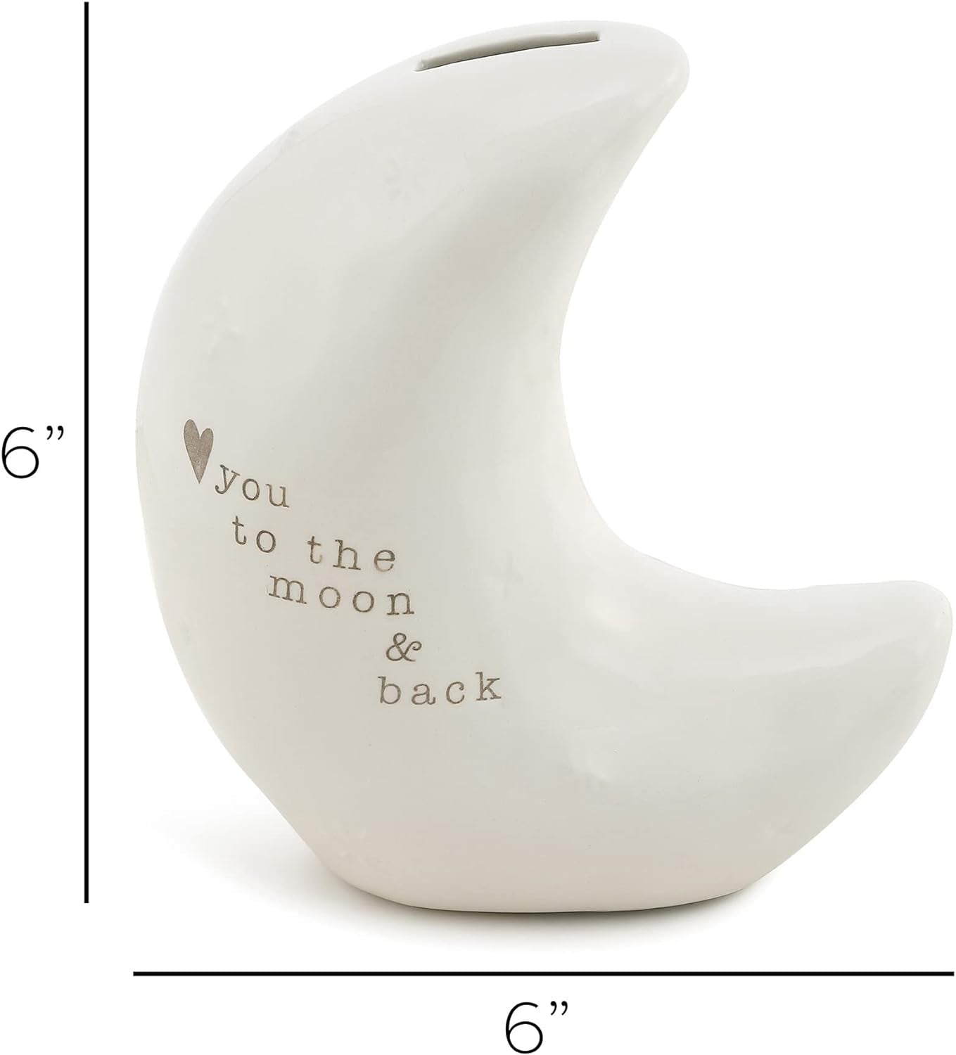 DEMDACO Love You to the Moon Glossy White 6 X 6 Stoneware Ceramic Piggy Money Bank