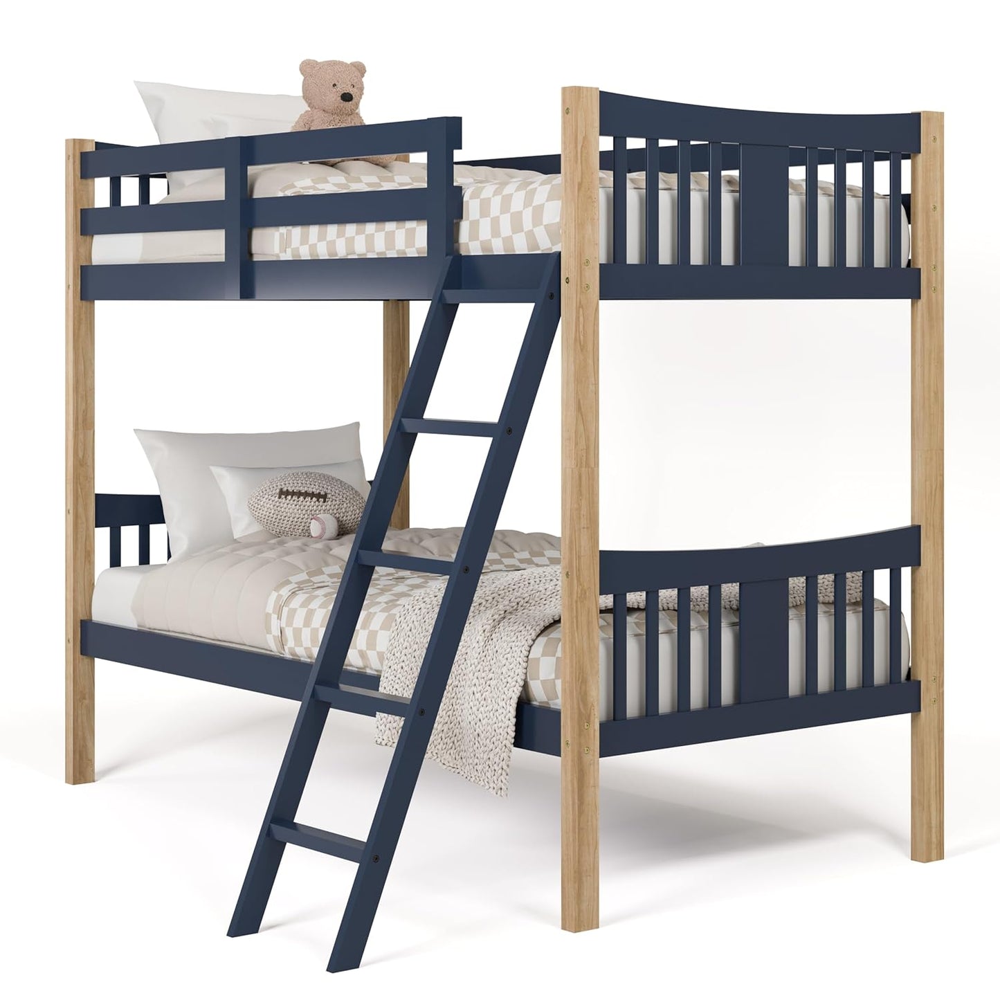 Storkcraft Caribou Twin-Over-Twin Bunk Bed (Navy) – GREENGUARD Gold Certified, Converts to 2 Individual Twin Beds