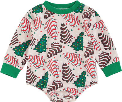 Baby Girl Boy Christmas Clothes Letter Print Sweatshirt Romper Infant Long Sleeve Bubble Romper Winter Outfit