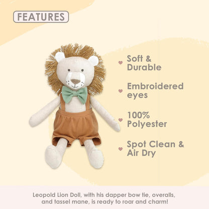 MON AMI Leopold the Lion Stuffed Animal 15”, Soft, Cuddly Lion Plush, for Nursery Room Décor, Wild Animals, Great Gift for Kids of All Ages