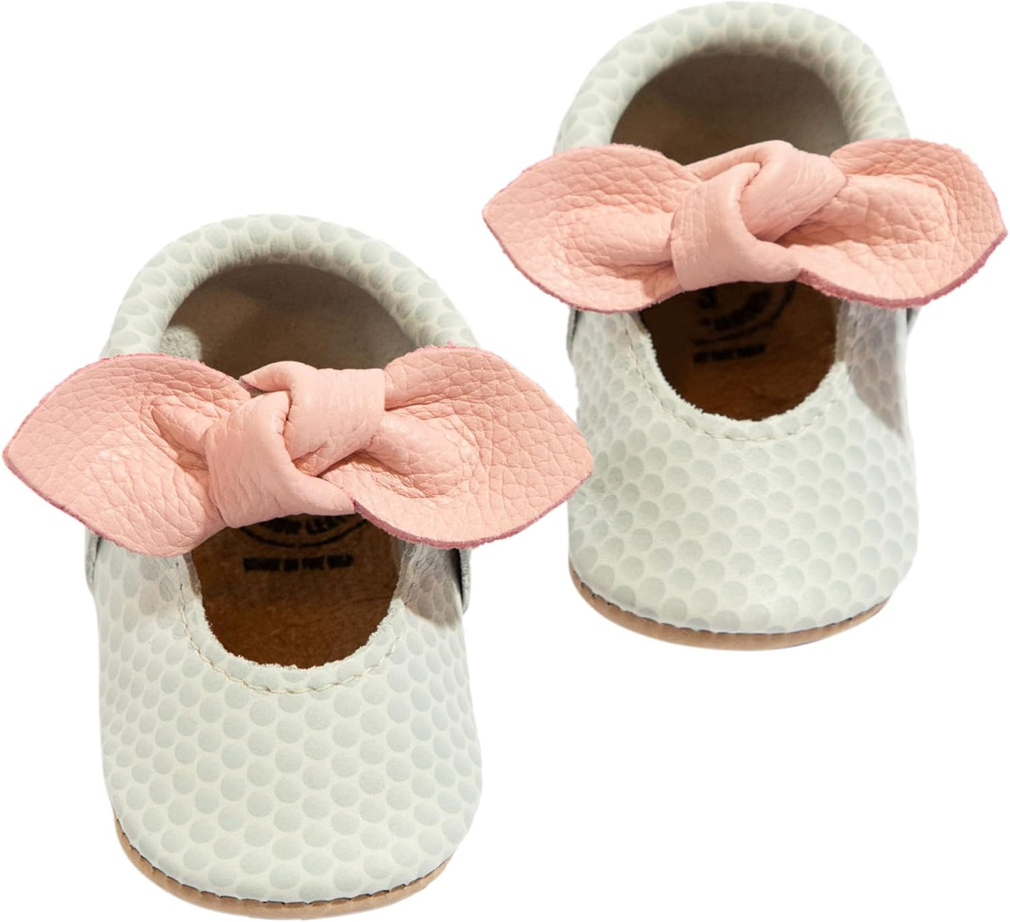 Freshly Picked Knotted Bow Baby Girl Shoes Soft Sole or Hard Sole, Premium Leather Baby Shoes Handmade in Utah, Infant to Toddler Sizes