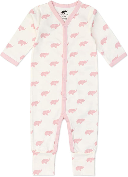 MONICA + ANDY on the Go One-Piece for Baby Girls & Boys (0-9+ Months) – Soft Long Sleeve Romper, Made with Organic Cotton