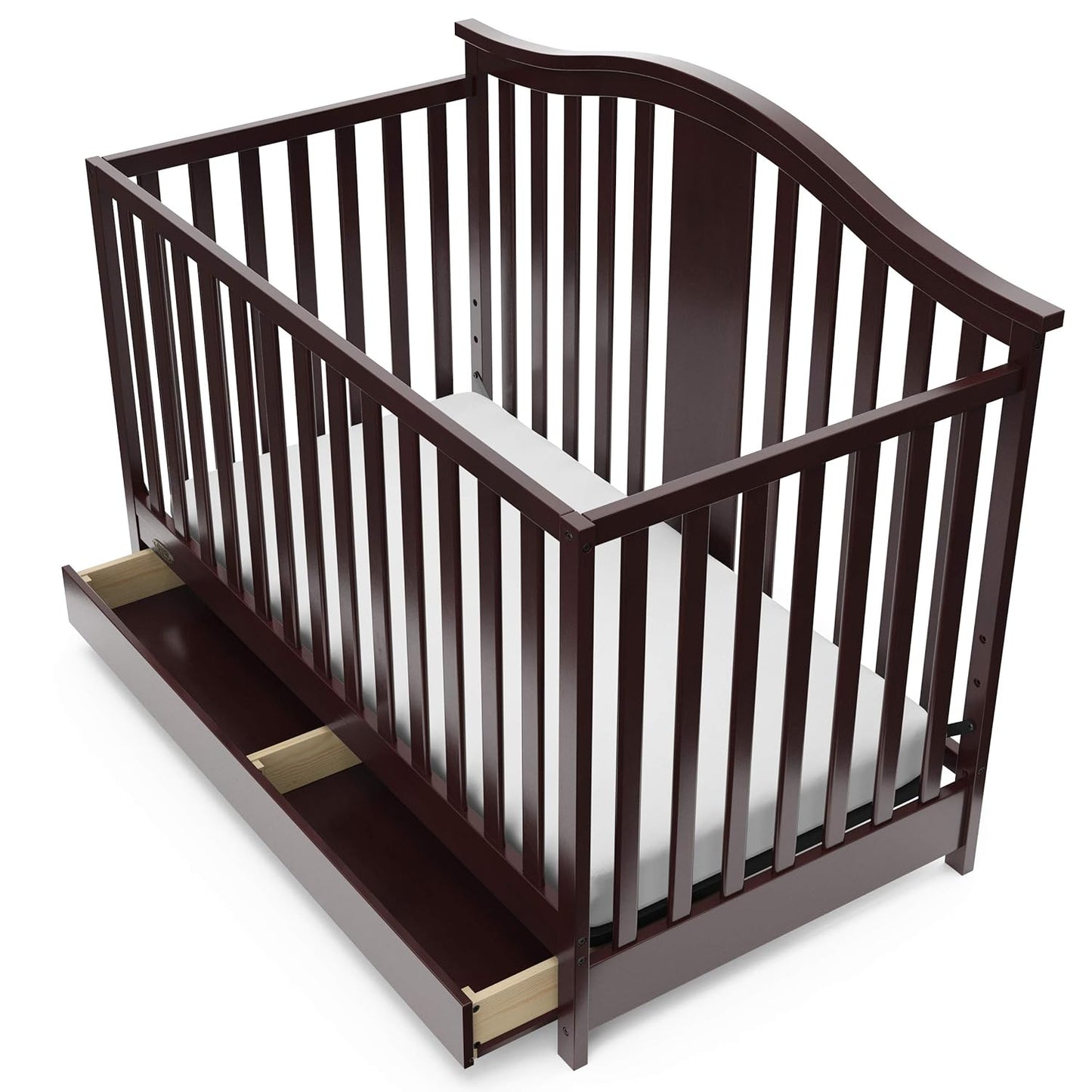 Graco Solano 4-In-1 Convertible Crib with Drawer (Espresso) – GREENGUARD Gold Certified, Crib with Drawer Combo, Includes Full-Size Nursery Storage Drawer, Converts to Toddler Bed and Full-Size Bed