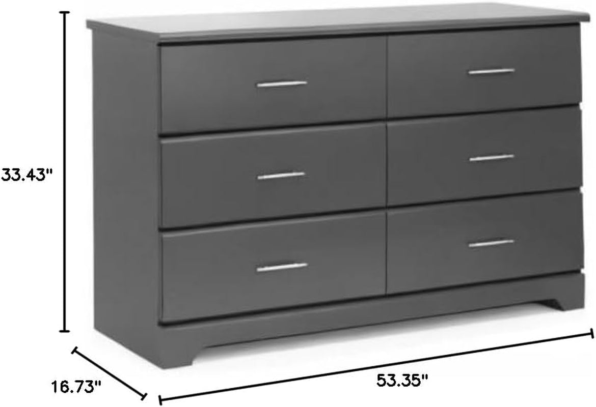 Storkcraft Brookside 6 Drawer Chest with Changing Topper and Change Pad - Gray