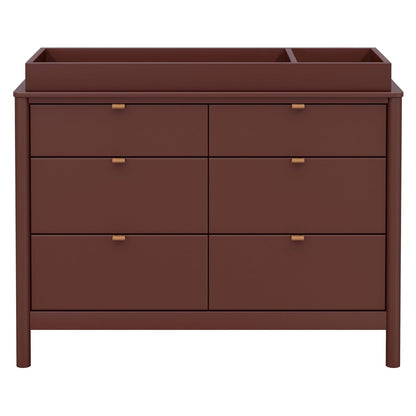 Babyletto Bondi 6-Drawer Assembled Dresser in Forest Green with Vegan Leather Drawer Pulls, Greenguard Gold Certified