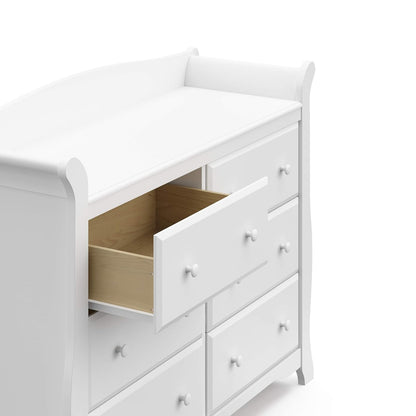 Storkcraft Avalon 6 Drawer Double Dresser (White) – Dresser for Kids Bedroom, Nursery Dresser Organizer, Chest of Drawers for Bedroom with 6 Drawers, Classic Design for Children’S Bedroom