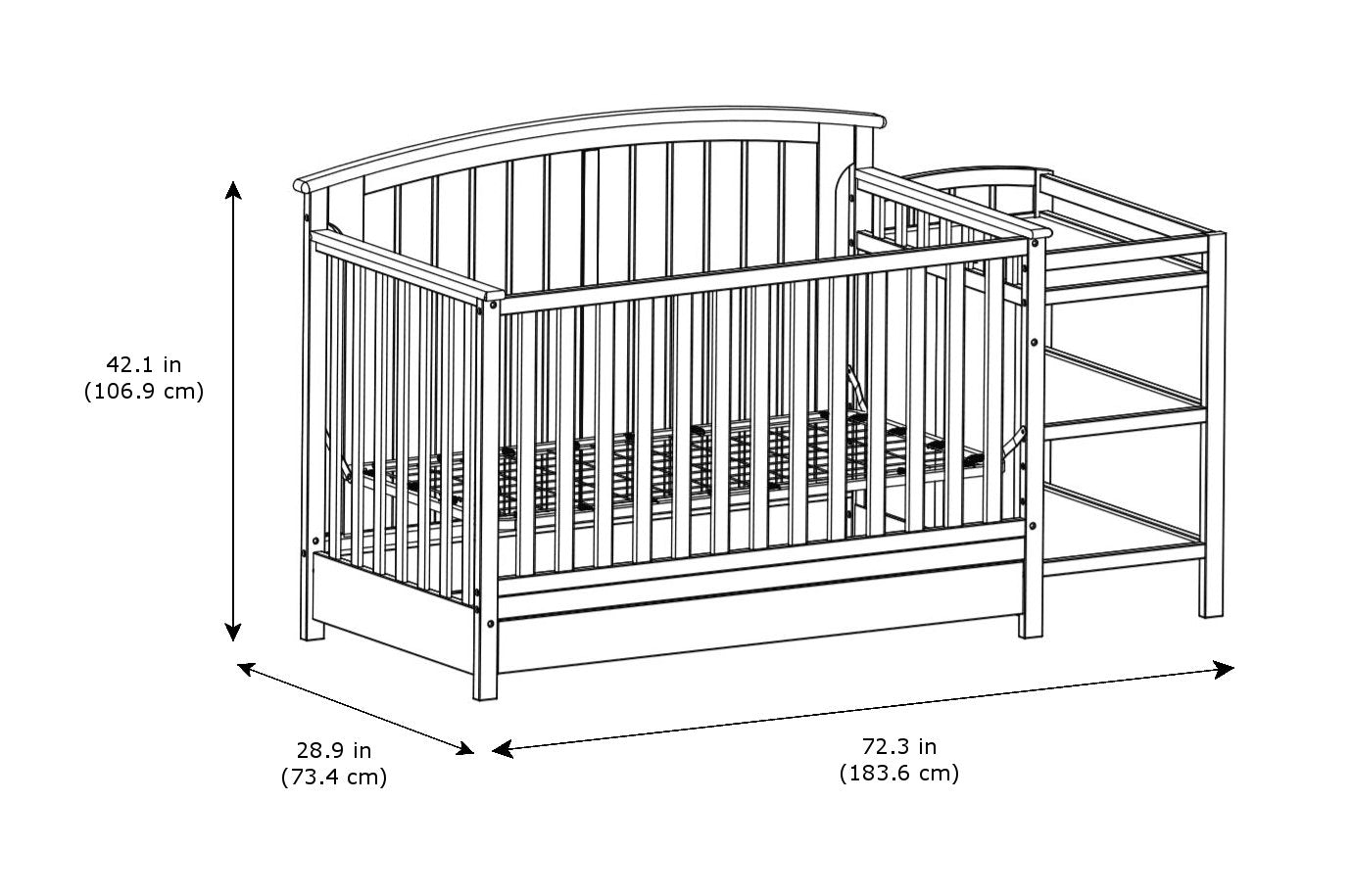 Storkcraft Steveston 5-In-1 Convertible Crib and Changer with Drawer (White) – GREENGUARD Gold Certified, Crib and Changing Table Combo with Drawer, Converts to Toddler Bed, Daybed and Full-Size Bed