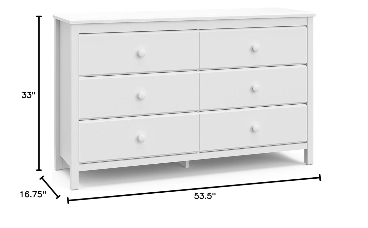 Storkcraft Alpine 6 Drawer Double Dresser (White) – GREENGUARD Gold Certified, Dresser for Nursery, 6 Drawer Dresser, Kids Dresser, Nursery Dresser Drawer Organizer, Chest of Drawers