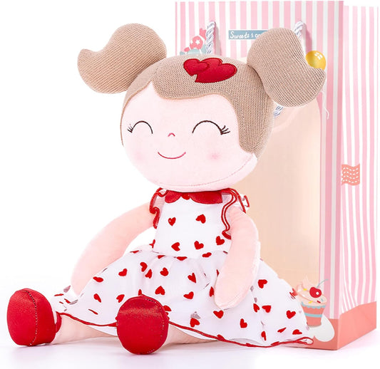 Gloveleya Baby Doll Valentines Day Gifts I Love You Gifts Soft Toy Plush Dolls Red Flocking Heart Girl 16 Inches