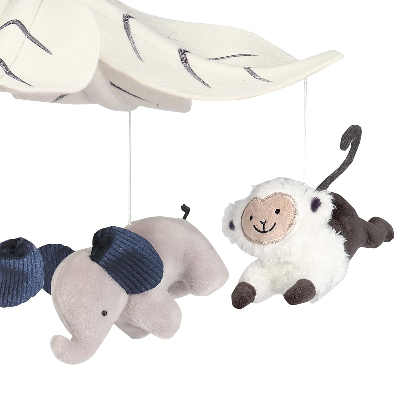 Lambs & Ivy Jungle Party Gray Animals Musical Baby Crib Mobile Soother Toy