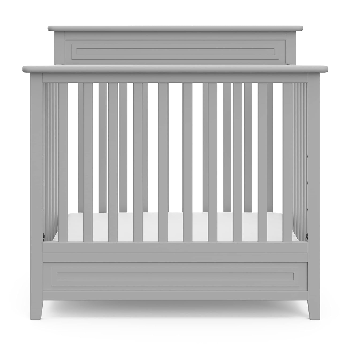 STORKCRAFT Petal 4-In-1 Convertible Mini Crib (Pebble Gray) – GREENGUARD Gold Certified, Converts to Daybed and Twin-Size Bed, Includes Bonus 2.75-Inch Mini Crib Mattress