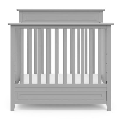 STORKCRAFT Petal 4-In-1 Convertible Mini Crib (Pebble Gray) – GREENGUARD Gold Certified, Converts to Daybed and Twin-Size Bed, Includes Bonus 2.75-Inch Mini Crib Mattress