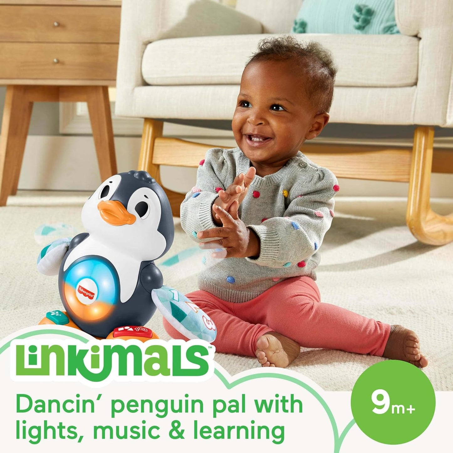 Fisher-Price Baby Learning Toy Linkimals Cool Beats Penguin for Ages 9+ Months, Compatible Only with Linkimals Items