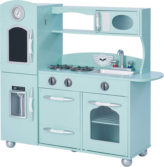 Teamson Kids - Retro Kids Toy Pretend Play Kitchen Playset with Refrigerator. Freezer. Oven and Dishwasher - Mint (1 Pcs)