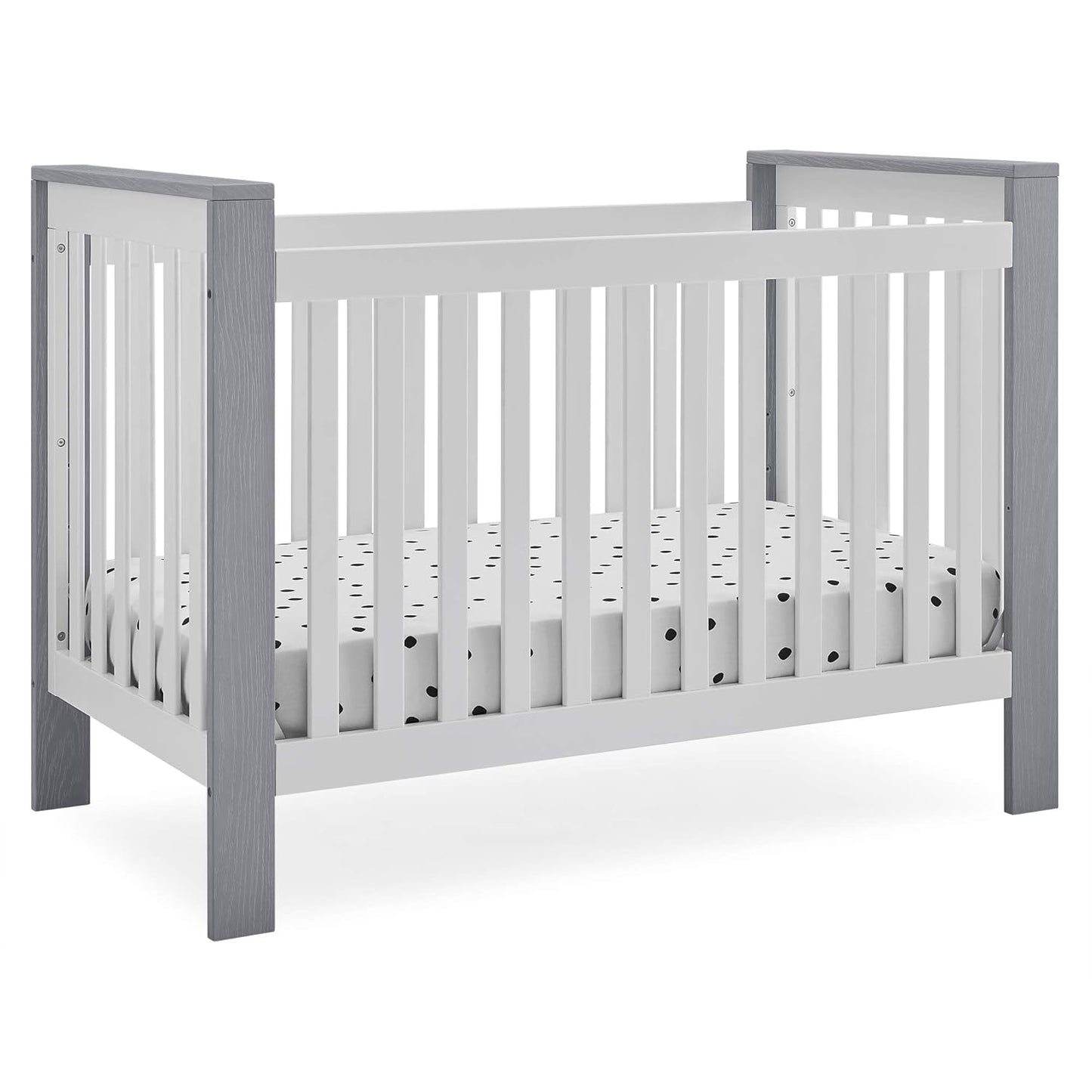 Delta Children Miles 4-In-1 Convertible Crib, Bianca White/Textured Limestone