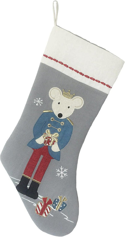 MON AMI Nutcracker Linen Christmas Stocking – 21” |Perfect for Monogramming, Christmas Décor, Christmas Socks & Decorations, for Family & Kids