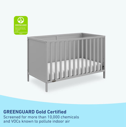 Graco Theo 3-In-1 Convertible Crib (Pebble Gray) - GREENGUARD Gold Certified, Converts to Toddler Bed & Daybed, Fits Standard Full-Size Crib Mattress, 4 Adjustable Mattress Heights