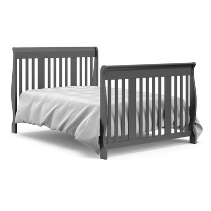 Storkcraft Portofino 5-In-1 Convertible Crib and Changer (Gray) – Crib and Changing Table Combo with Drawer, Converts to Toddler Bed, Daybed and Full-Size Bed, Storage Drawer