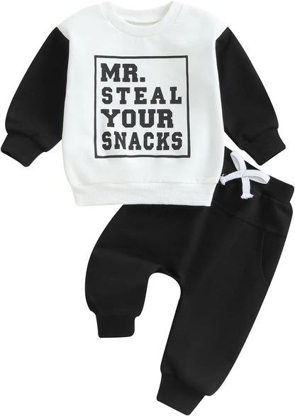 Toddler Baby Boy Clothes Crewneck Sweatshirt Long Sleeve Letter Print Shirt with Pants Cute Fall Winter Outfits