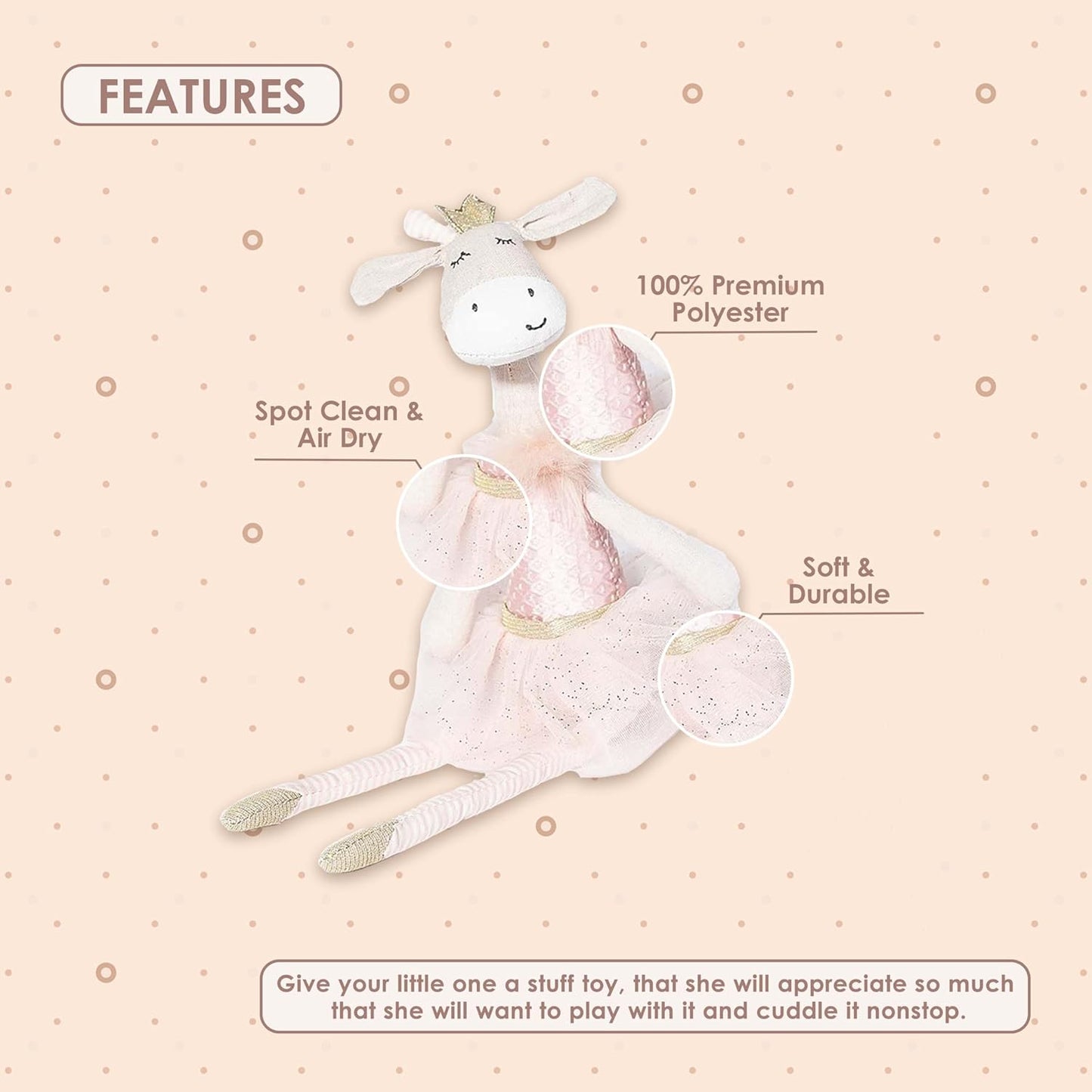 MON AMI Giraffe Ballerina Doll - 15", Plush Giraffe Stuffed Animal Doll, Use as Toy or Room Decor, Great Gift for Kids of All Ages