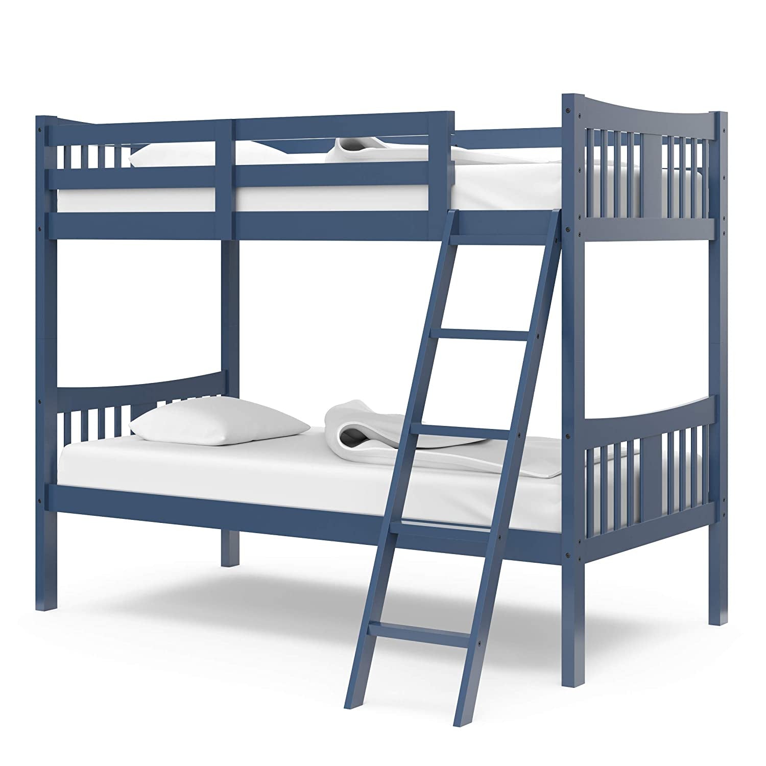 Storkcraft Caribou Twin-Over-Twin Bunk Bed (Navy) – GREENGUARD Gold Certified, Converts to 2 Individual Twin Beds