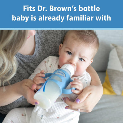 Dr. Brown'S Milestones Narrow Sippy Spout Bottle with 100% Silicone Handles, Easy-Grip Handles with Soft Sippy Spout, 8Oz/250Ml, Green & Gray, 2-Pack, 6M+