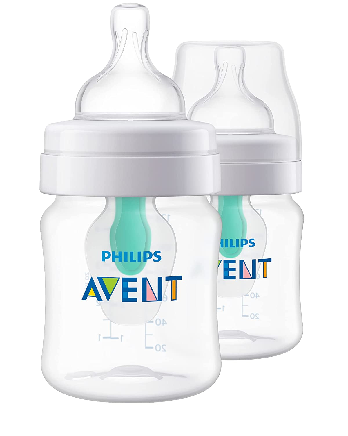 Philips Avent Anti-Colic Baby Bottle with Airfree Vent, 9Oz, 4Pk, Clear, SCY703/04