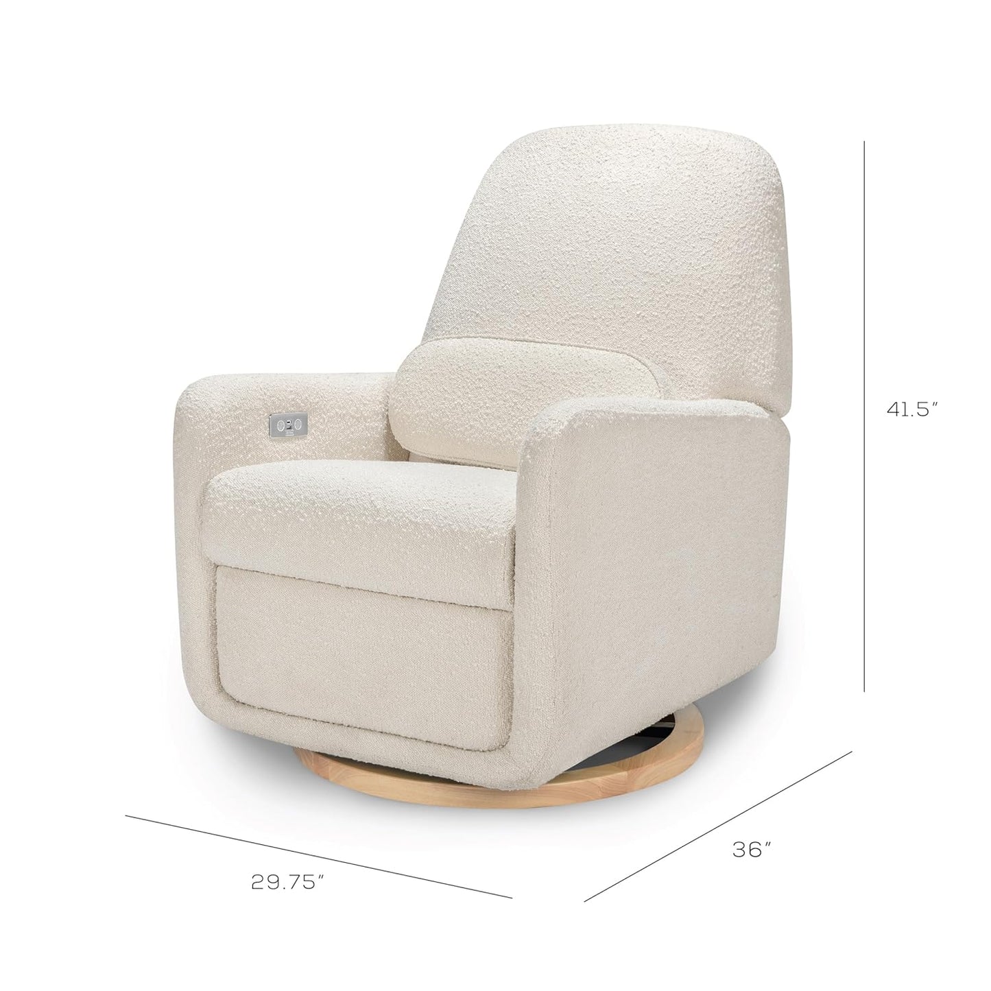 Arc Glider Recliner W/Electronic Control and USB, White Boucle