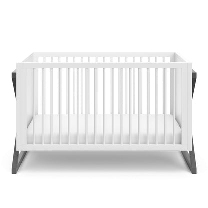 Storkcraft Equinox 3-In-1 Convertible Crib (Gray) – Easily Converts to Toddler Bed and Daybed, 3-Position Adjustable Mattress Support Base, Modern Two-Tone Design for Contemporary Nursery