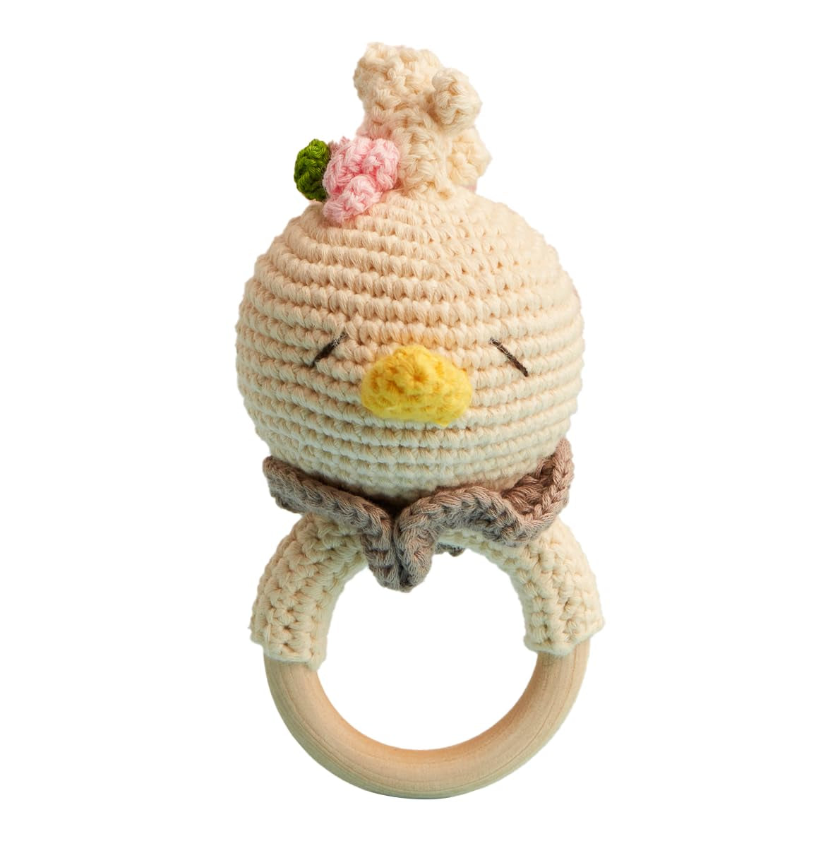 Chippi & Co Crochet Baby Rattle, Crochet Baby Toys, Stuffed Baby Doll, Organic Wooden Newborn Toys, Knitted Stuffed Animals for Babies Boy, Girl, Christmas Gifts for New Parents (Baby Reindeer)