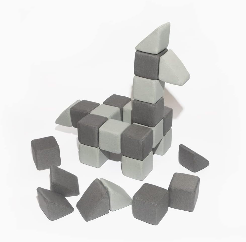 Freshly Picked Magnetblox Magnetic Construction Blocks for Kids, Standard Set, Charcoal Gray