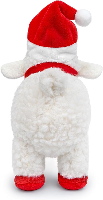 Tiny Heart Cute Lamb Plush Toy 18Cm/7”, Stand Cuddly Stuffed Animal Christmas Sheep Plush Toy, Super Soft Sheep Plush Home Decoration Animal Toys, Gift for Friends and Kids Red