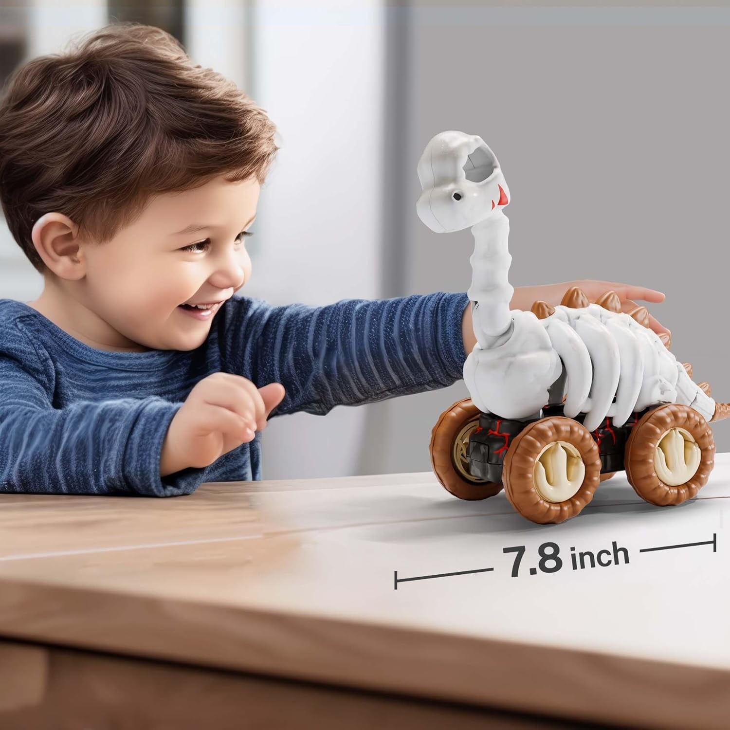 Iplay, Ilearn Dinosaur Monster Truck Toy for Toddlers 1-3 2-4, Kids Cool Skeleton Pull Back Dino Car, Large Fossil Brachio Halloween Play Vehicle, Unique Birthday Gift 2 3 4 5 Year Old Boy Girl