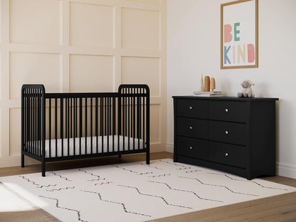 Storkcraft Pasadena 3-In-1 Convertible Crib (Black) – GREENGUARD Gold Certified, Converts to Daybed and Toddler Bed, Fits Standard Full-Size Crib Mattress, Adjustable Mattress Height