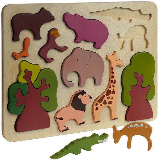 Chippi & Co Wooden Puzzles for Toddlers 1-3, Peg Puzzles for Toddlers, Baby First Puzzle Animal 12-18 Months, Montessori Early Development Learning Toy, Christmas Gifts for Mom, Dad to Be