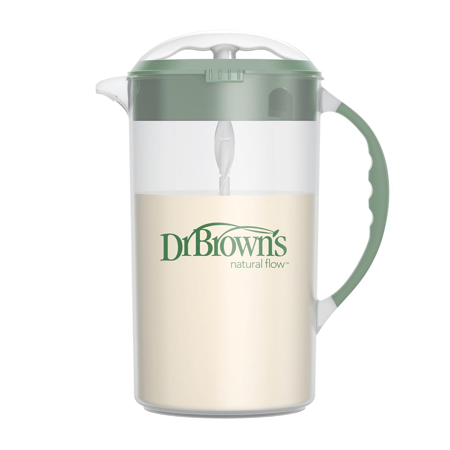 Dr. Brown'S Baby Formula Mixing Pitcher with Adjustable Stopper, Locking Lid, & No Drip Spout, 32Oz, BPA Free, Olive