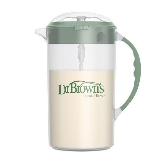 Dr. Brown'S Baby Formula Mixing Pitcher with Adjustable Stopper, Locking Lid, & No Drip Spout, 32Oz, BPA Free, Olive