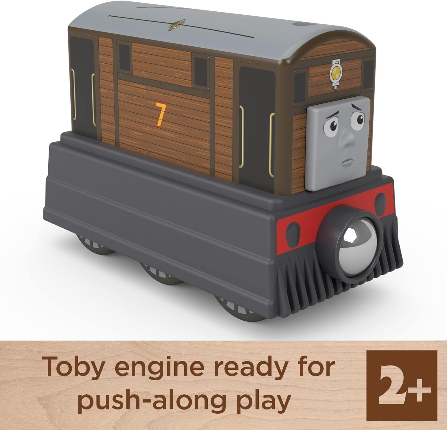 Thomas & Friends Wooden Railway Toy Train Toby Push-Along Wood Engine for Toddlers & Preschool Kids Ages 2+ Years (Amazon Exclusive)