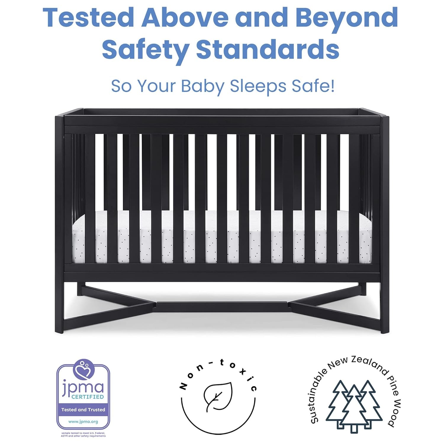 Delta Children Tribeca 4-In-1 Baby Convertible Crib, Midnight Grey