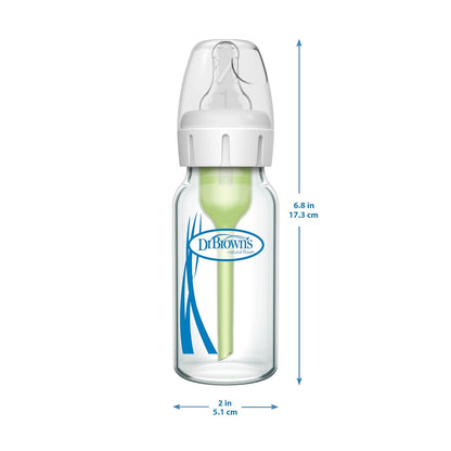 Dr. Brown'S Natural Flow Anti-Colic Options+ Narrow Glass Baby Bottle, 4 Oz/120 Ml, with Level 1 Slow Flow Nipple, 1 Pack, 0M+