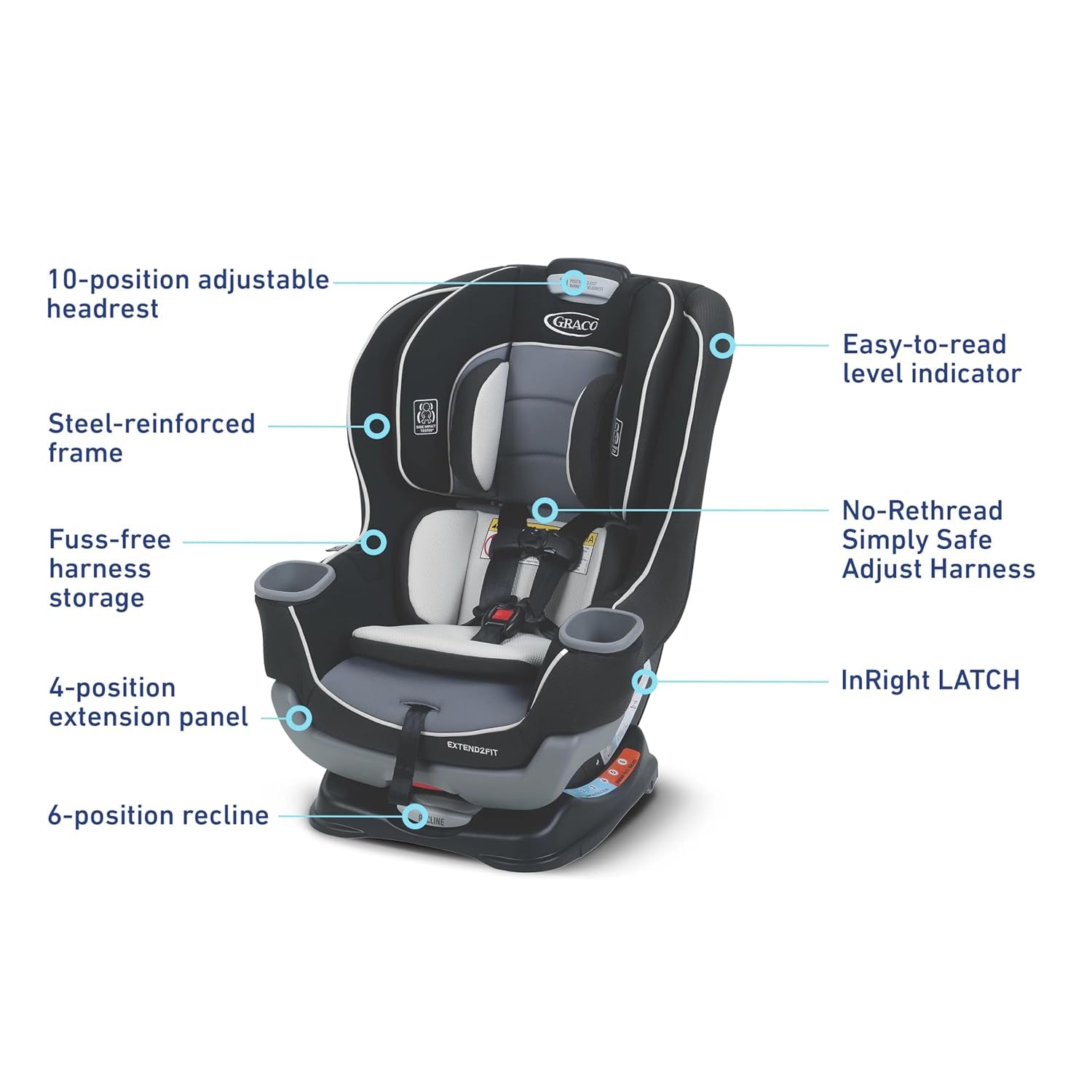 Graco Extend2Fit 3-In-1 Convertible Car Seat, Rear Facing, Forward Facing, and Booster Seat, Hamilton