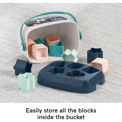 Fisher-Price Stacking Toy Baby’S First Blocks Set of 10 Shapes for Sorting Play for Infants Ages 6+ Months, Navy Fawn​