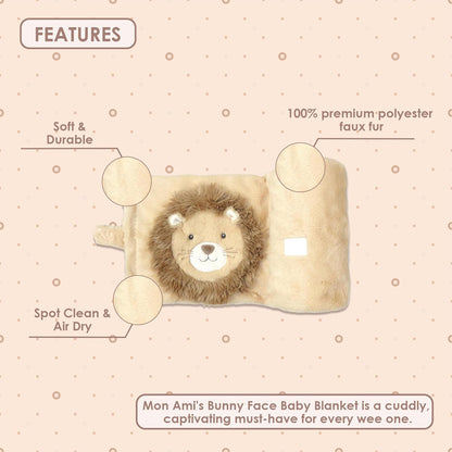 MON AMI Lion Warm Plush Baby Blanket for Infants/Toddlers – 29X39”, Super Soft Lightweight Blanket for Crib Stroller, Baby Shower, Newborn Essentials