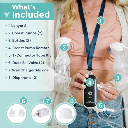 Babybuddha Breast Pump 2.0 - Portable & Compact with 3 Modes & 21 Levels of Control (24Mm Flange) Battery Powered Electric Hands Free Breast Milk Pump - Single/Double Wearable Breast Pump - New Model!