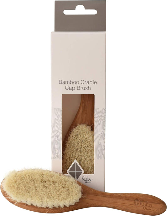 Kyte Baby Cradle Cap Brush Made with Natural Goat Hair Bristles and a Bamboo Brush Handle