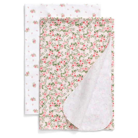 Delta Children 100% Cotton Flannel Baby Receiving Blankets for Girls and Boys – 30X30 Inches (Pack of 2), Pink Floral